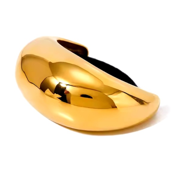 Semi-Circular Stainless Steel 18k Gold Elastic Hair Band main image 6